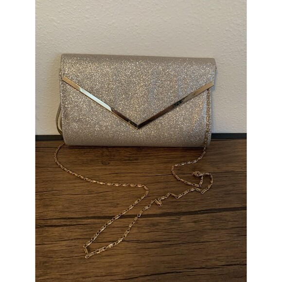 Ardene Handbag Women Small Metallic Gold Chain Purse Satchel Bag - Picture 1 of 3